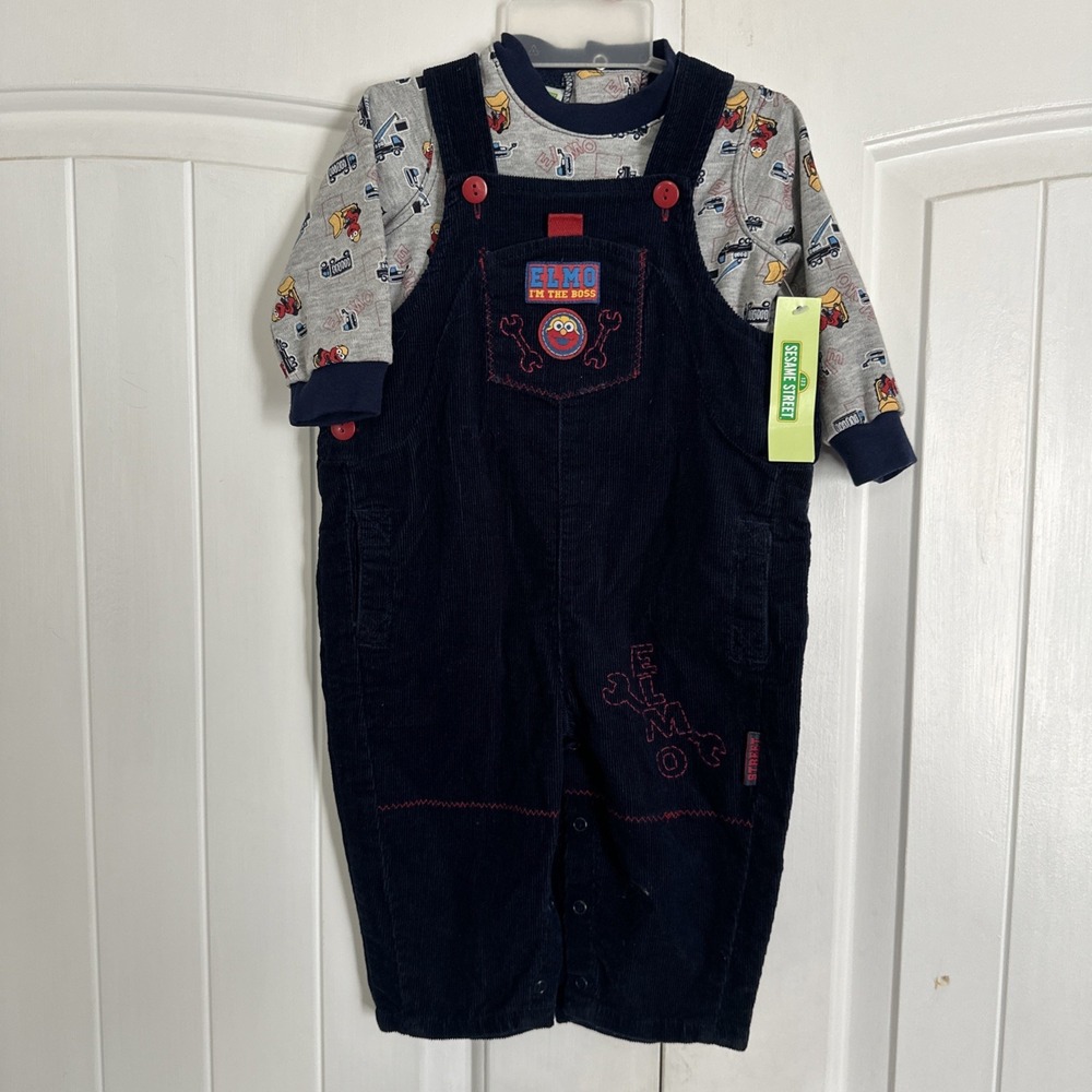 Vtg Y2K Sesame Street Elmo NWT Blue Corduroy Outfit‎ 6/9 Months